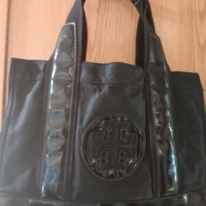 Tory Burch Black Glossy Tote